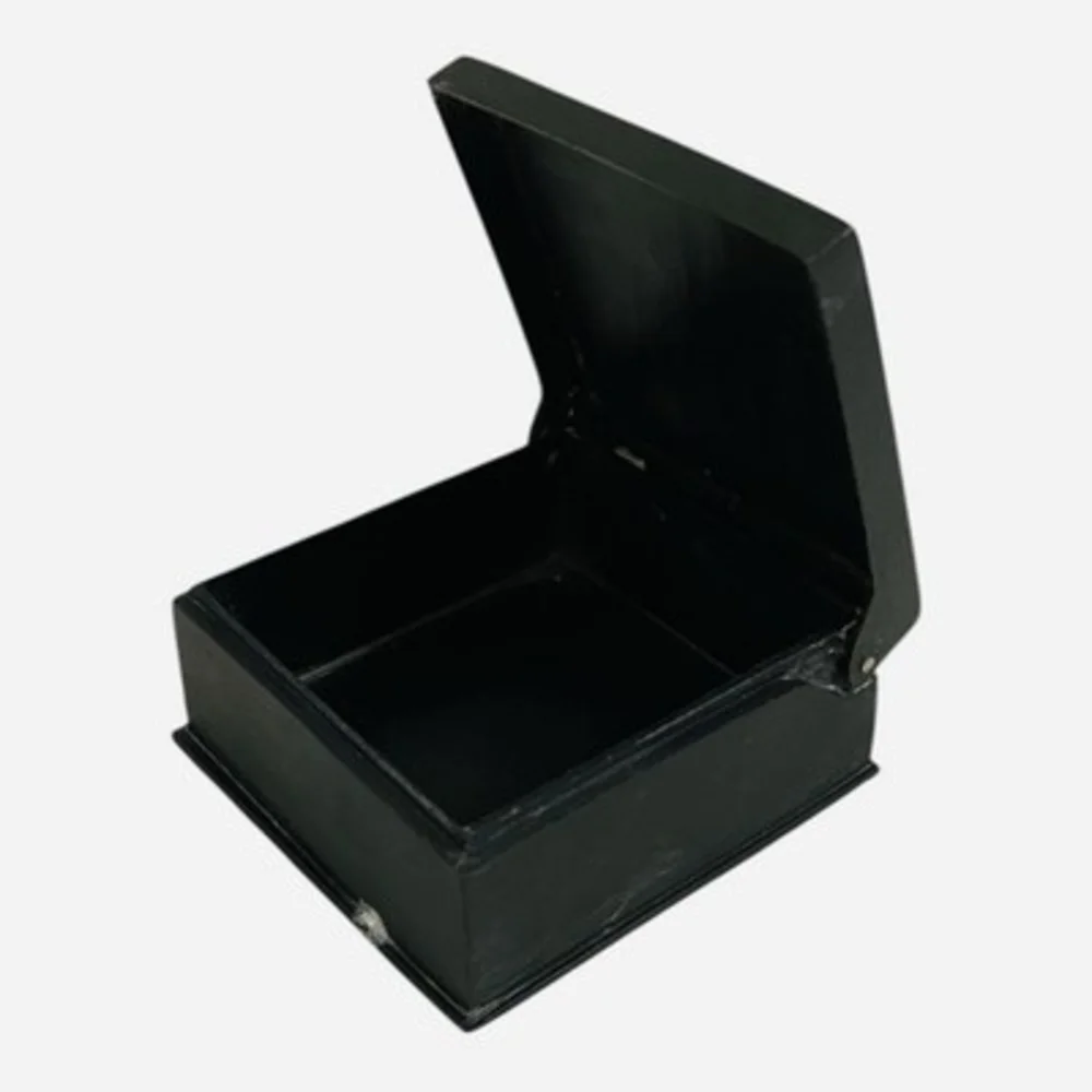 Vintage 1995 Black Metal Bidriware Jewelry Trinket Box India 3